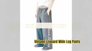 Vintage Wide Leg Sweatpants with Leopard Double Waist