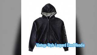Vintage Washed Leopard Lined Hoodie Oversized Streetwear