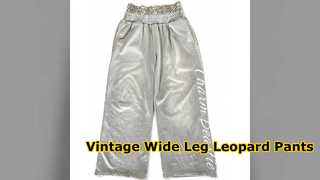 Vintage Wide Leg Sweatpants with Leopard Double Waist